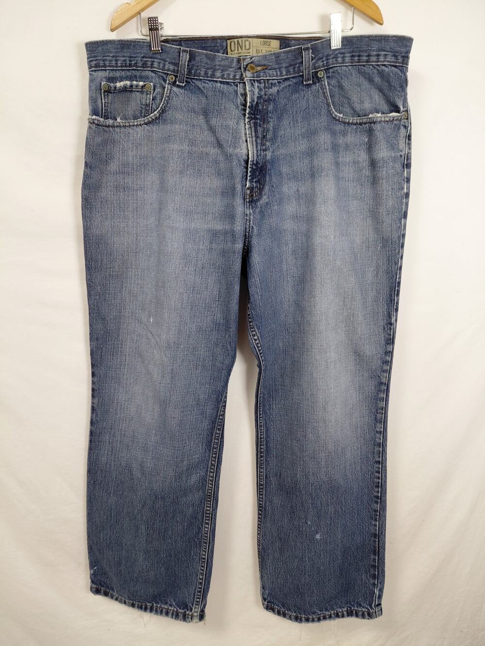 Old Navy Loose Raw Hem Medium Wash Straight Leg Jeans Men Size W40 L30